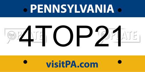 4TOP21 Pennsylvania License Plate