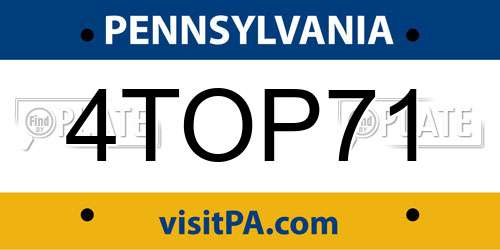 4TOP71 Pennsylvania License Plate
