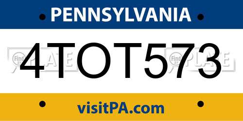 4TOT573 Pennsylvania License Plate