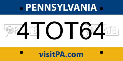 4TOT64 Pennsylvania License Plate