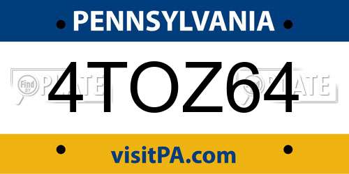 4TOZ64 Pennsylvania License Plate