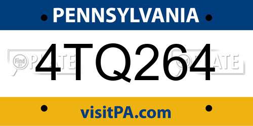 4TQ264 Pennsylvania License Plate