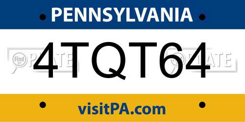 4TQT64 Pennsylvania License Plate