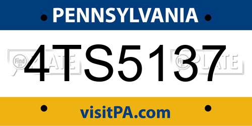 4TS5137 Pennsylvania License Plate