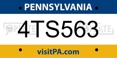 4TS563 Pennsylvania License Plate