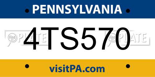 4TS570 Pennsylvania License Plate