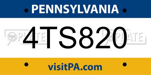 4TS820 Pennsylvania License Plate