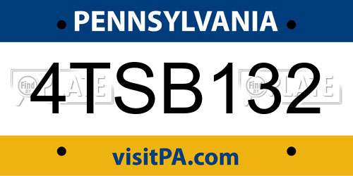 4TSB132 Pennsylvania License Plate