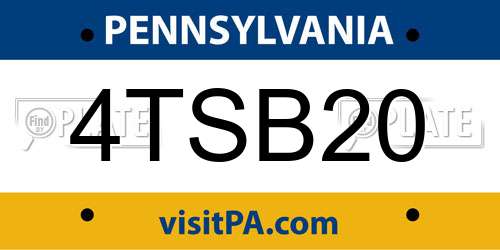 4TSB20 Pennsylvania License Plate