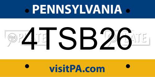 4TSB26 Pennsylvania License Plate