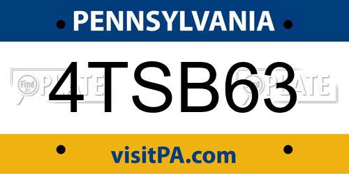 4TSB63 Pennsylvania License Plate