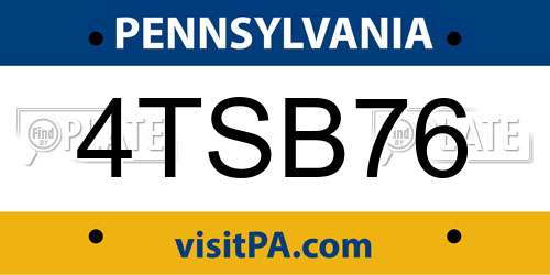 4TSB76 Pennsylvania License Plate