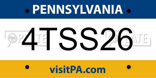 4TSS26 Pennsylvania License Plate