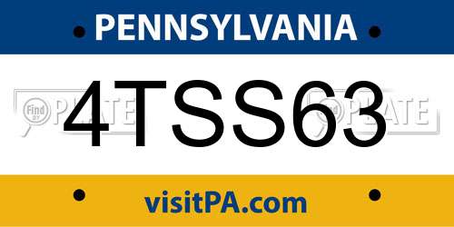 4TSS63 Pennsylvania License Plate