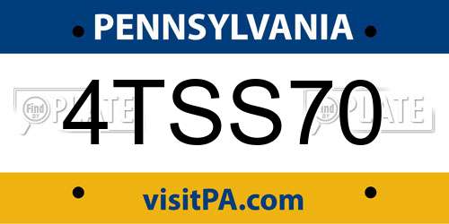 4TSS70 Pennsylvania License Plate