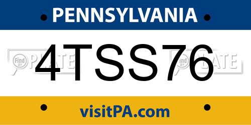 4TSS76 Pennsylvania License Plate