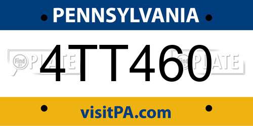 4TT460 Pennsylvania License Plate
