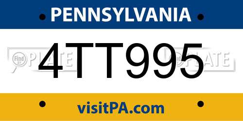 4TT995 Pennsylvania License Plate