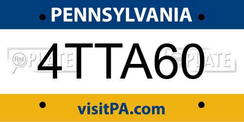 4TTA60 Pennsylvania License Plate