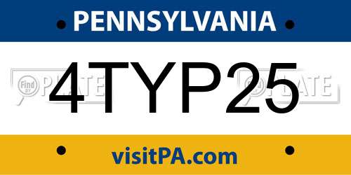 4TYP25 Pennsylvania License Plate