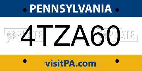 4TZA60 Pennsylvania License Plate
