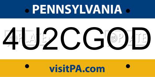 4U2CGOD Pennsylvania License Plate
