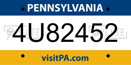 4U82452 Pennsylvania License Plate
