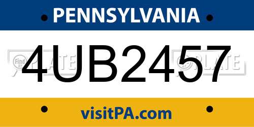 4UB2457 Pennsylvania License Plate