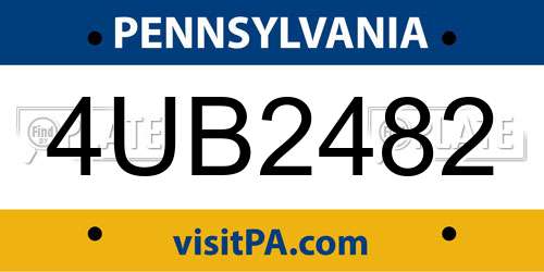 4UB2482 Pennsylvania License Plate