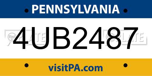 4UB2487 Pennsylvania License Plate