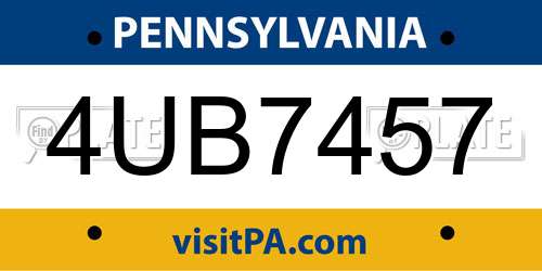 4UB7457 Pennsylvania License Plate