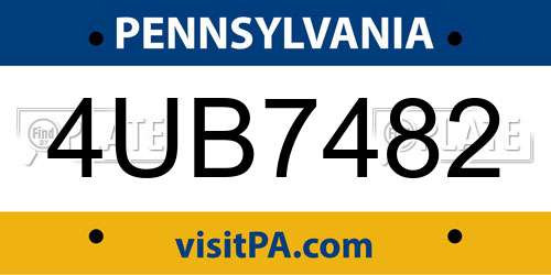 4UB7482 Pennsylvania License Plate