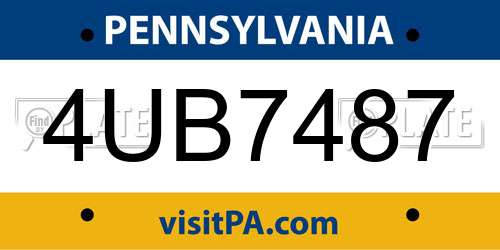 4UB7487 Pennsylvania License Plate