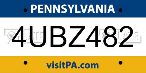 4UBZ482 Pennsylvania License Plate