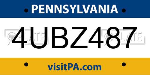 4UBZ487 Pennsylvania License Plate