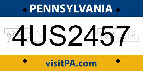 4US2457 Pennsylvania License Plate