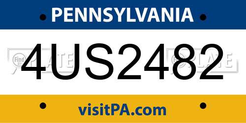 4US2482 Pennsylvania License Plate