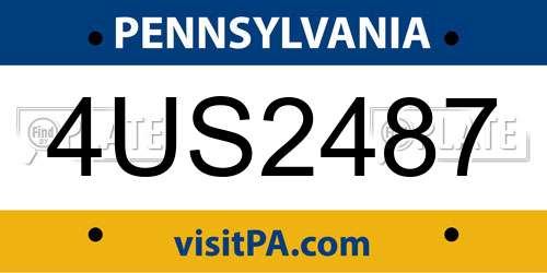 4US2487 Pennsylvania License Plate