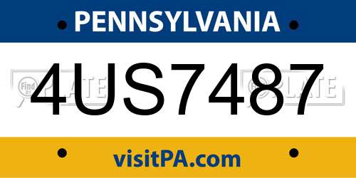 4US7487 Pennsylvania License Plate