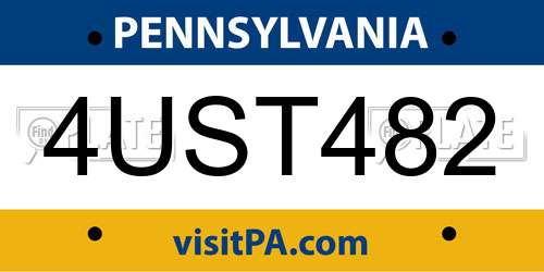 4UST482 Pennsylvania License Plate