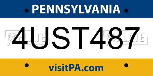 4UST487 Pennsylvania License Plate