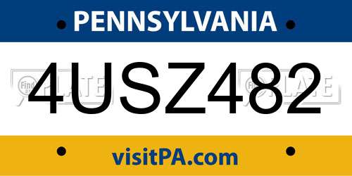 4USZ482 Pennsylvania License Plate