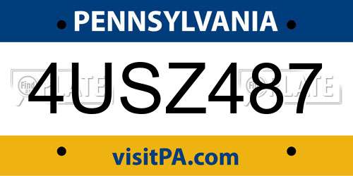 4USZ487 Pennsylvania License Plate