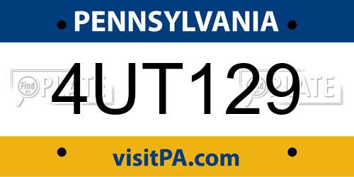 4UT129 Pennsylvania License Plate