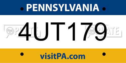 4UT179 Pennsylvania License Plate
