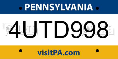 4UTD998 Pennsylvania License Plate