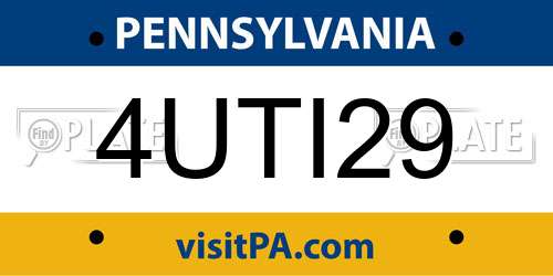 4UTI29 Pennsylvania License Plate