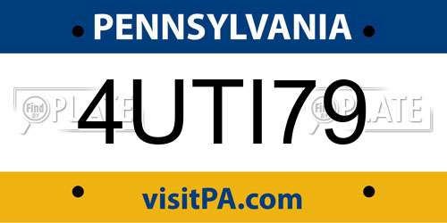 4UTI79 Pennsylvania License Plate