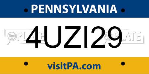 4UZI29 Pennsylvania License Plate
