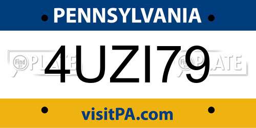 4UZI79 Pennsylvania License Plate